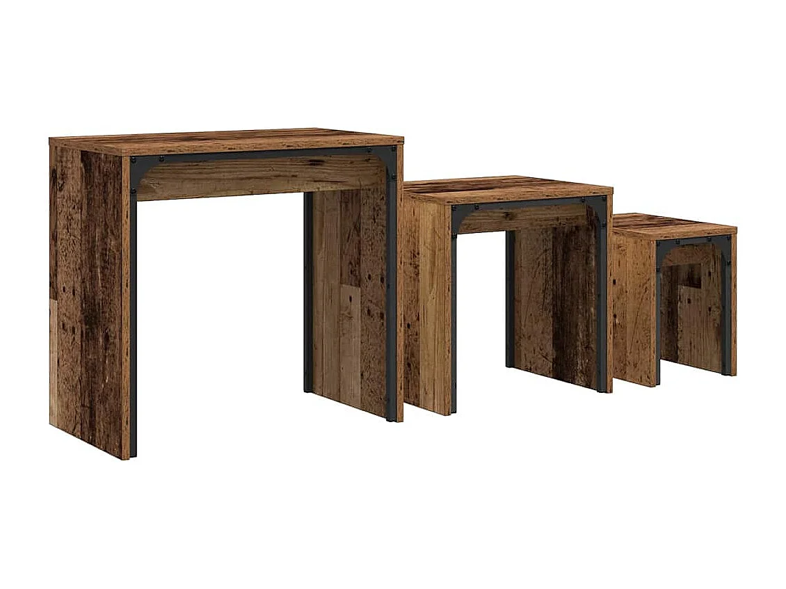 Mesa de Café Nido 3 piezas Madera vieja 60 x 35 x 56 cm