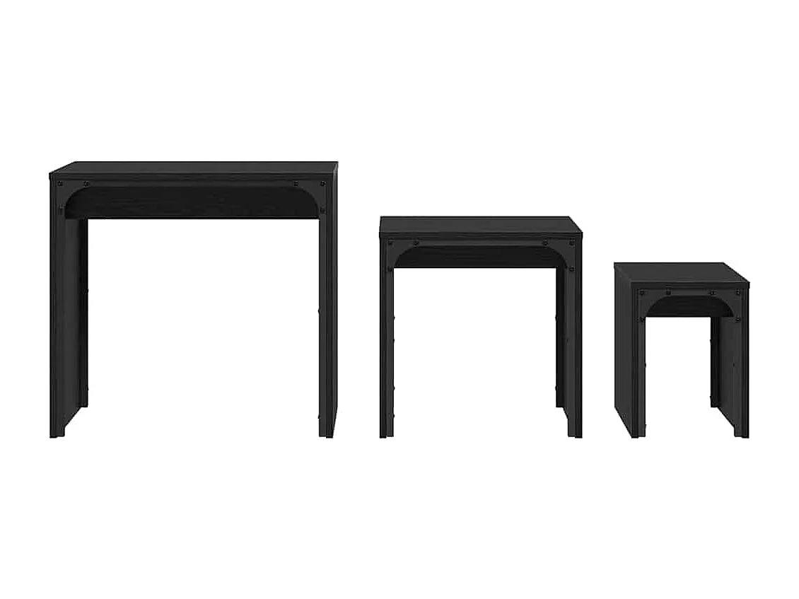 Table basse gigogne 3 pièces Chêne noir 60 x 35 x 56 cm