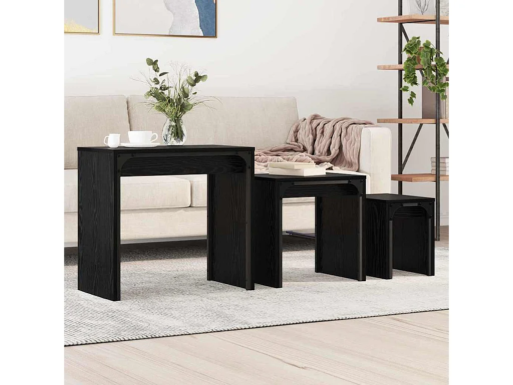 Mesa de Café Nido 3 piezas Roble negro 60 x 35 x 56 cm
