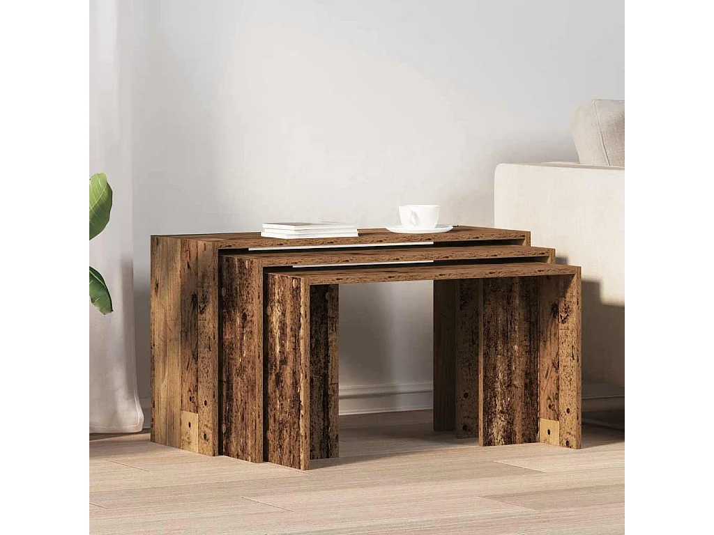 Tables gigognes 3 pièces vieux bois bois d'ingénierie