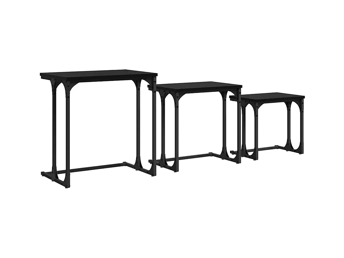 Table basse gigogne 3 pièces Chêne noir 50.5 x 35 x 53 cm