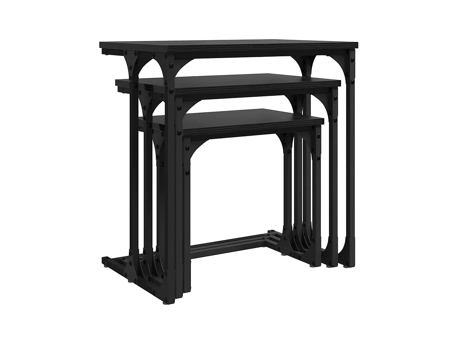 Table basse gigogne 3 pièces Chêne noir 50.5 x 35 x 53 cm