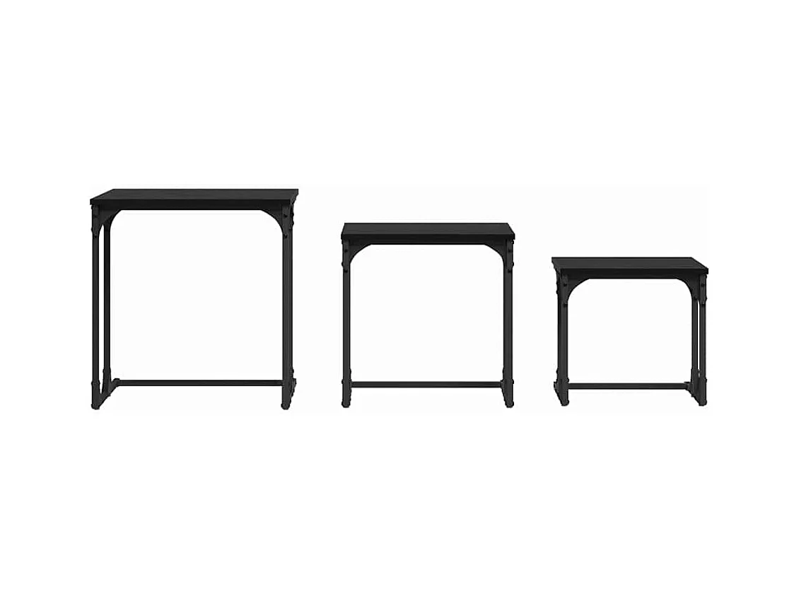 Table basse gigogne 3 pièces Chêne noir 50.5 x 35 x 53 cm