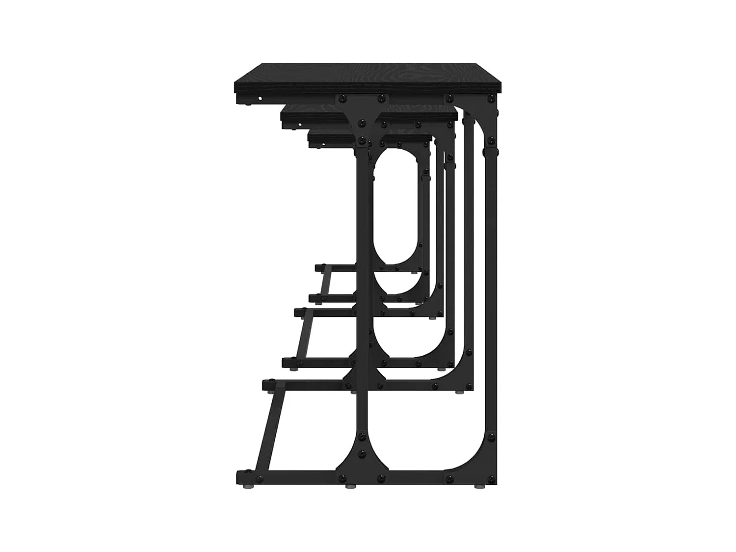 Table basse gigogne 3 pièces Chêne noir 50.5 x 35 x 53 cm