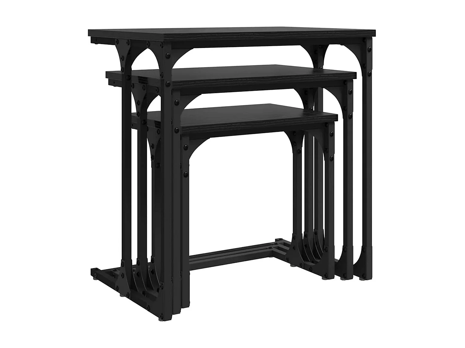 Mesa de Café Nido 3 piezas Roble negro 50.5 x 35 x 53 cm