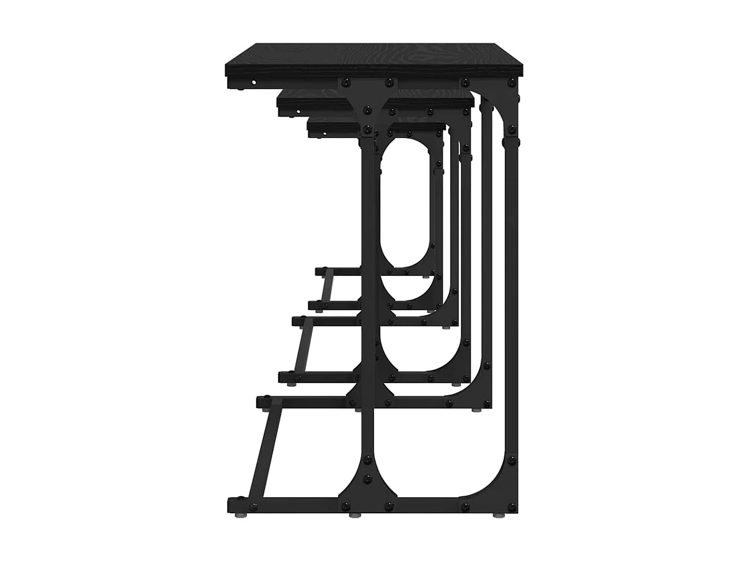 Mesa de Café Nido 3 piezas Roble negro 50.5 x 35 x 53 cm