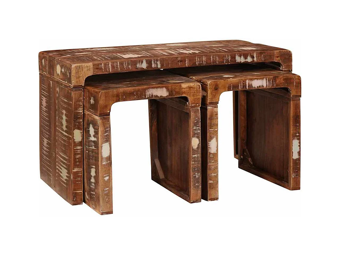 Tables gigognes bois de récupération massif