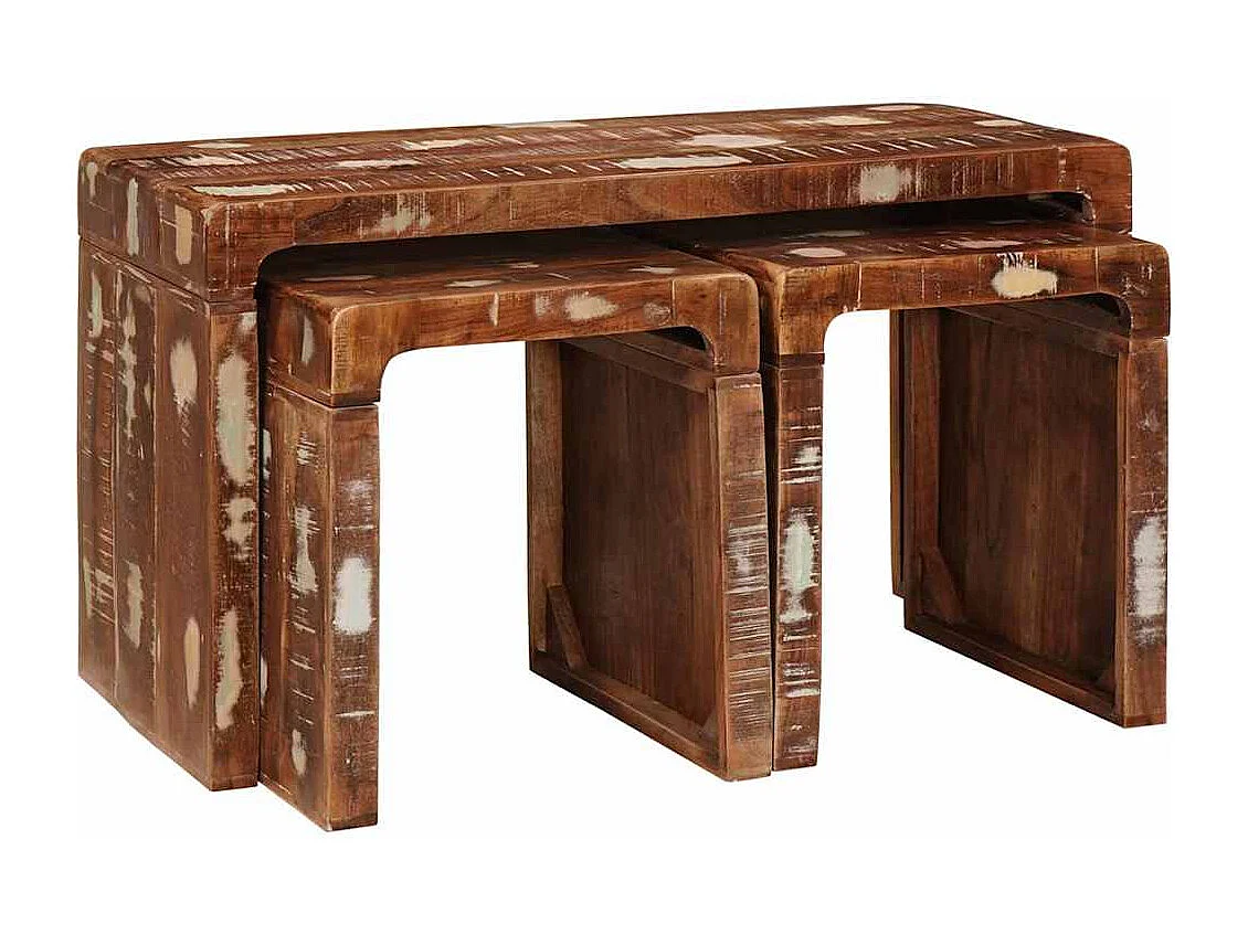 Tables gigognes bois de récupération massif
