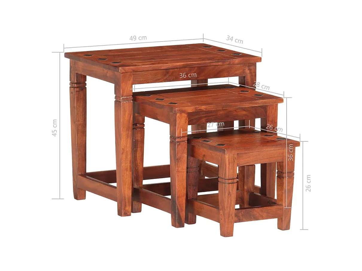Tables gigognes 3 pièces Bois d'acacia massif