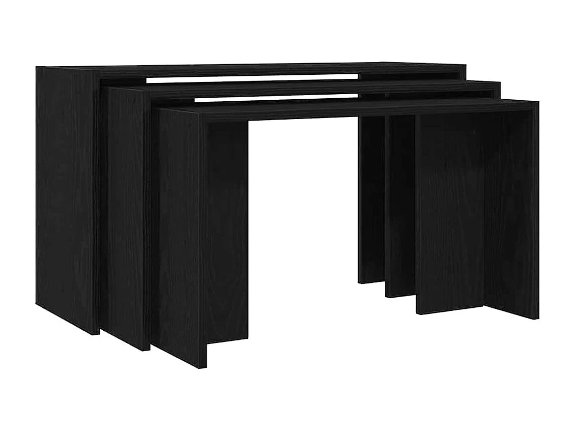 Mesas apilables 3 piezas madera contrachapada negro
