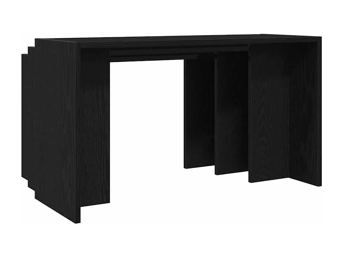 Mesas apilables 3 piezas madera contrachapada negro