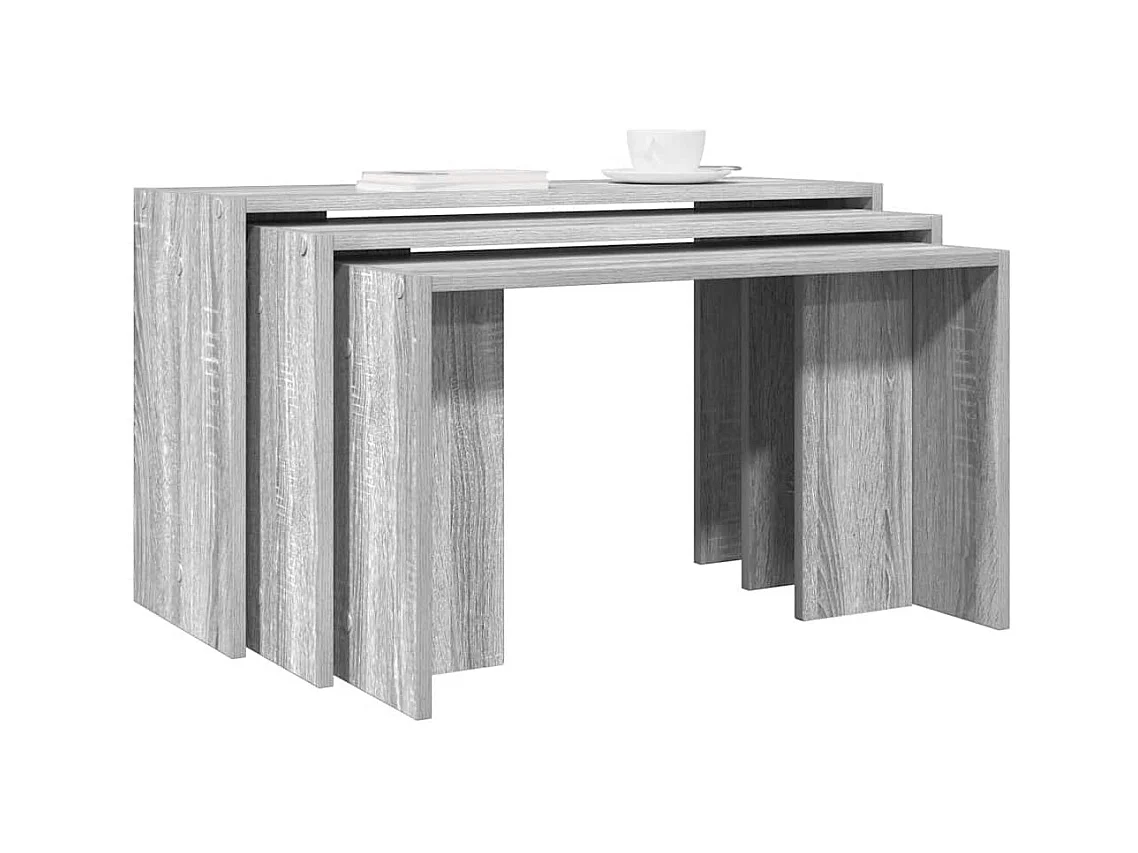 Tables gigognes 3 pièces sonoma gris bois d'ingénierie