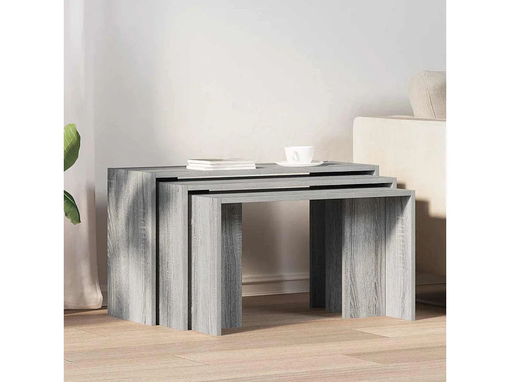 Tables gigognes 3 pièces sonoma gris bois d'ingénierie