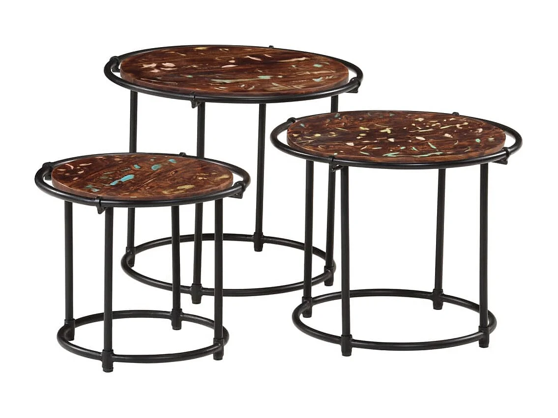 Tables gigognes 3 pièces bois massif de récupération