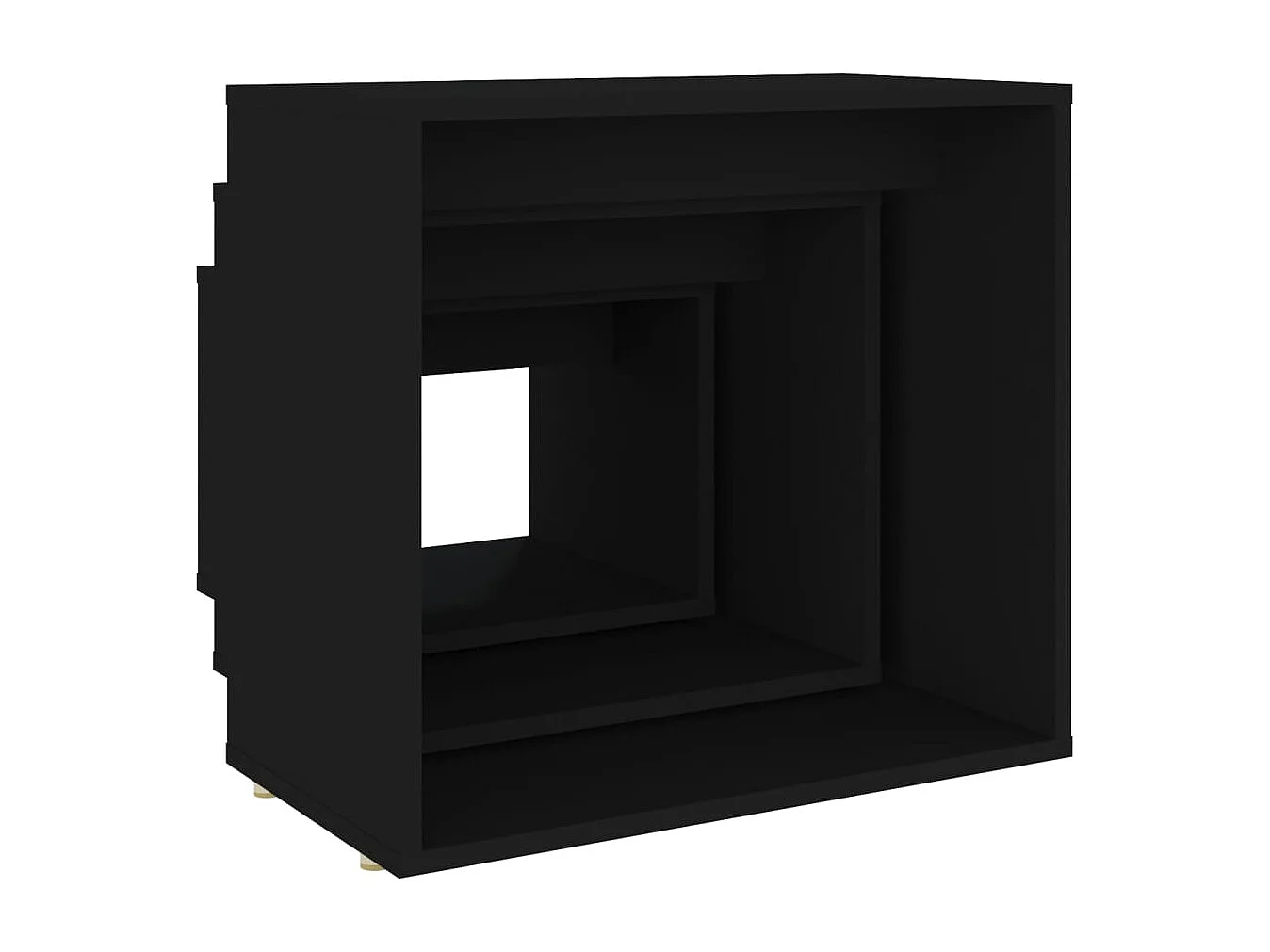 Mesas apilables 3 piezas madera contrachapada negro