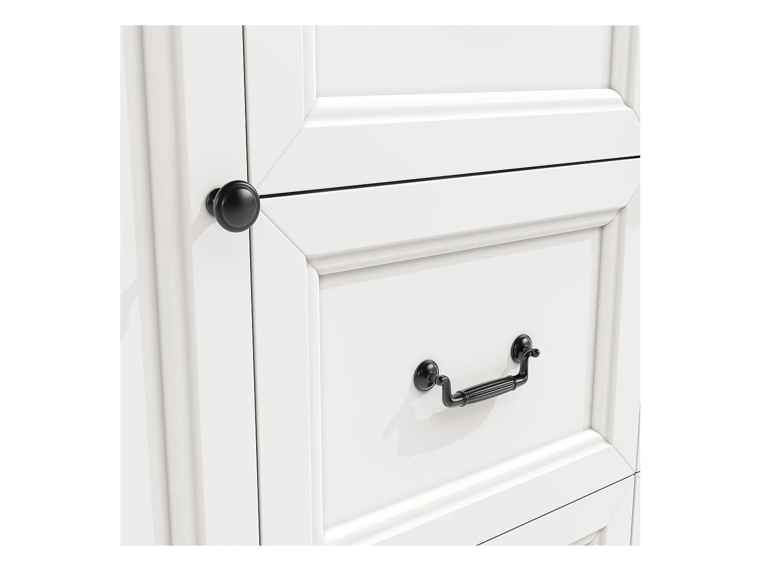 Ilot central de cuisine mobile - Plateau extensible - 140x73x93cm - 3 tiroirs et 2 portes - étagères ouvertes - avec porte-serviettes - MDF - Blanc