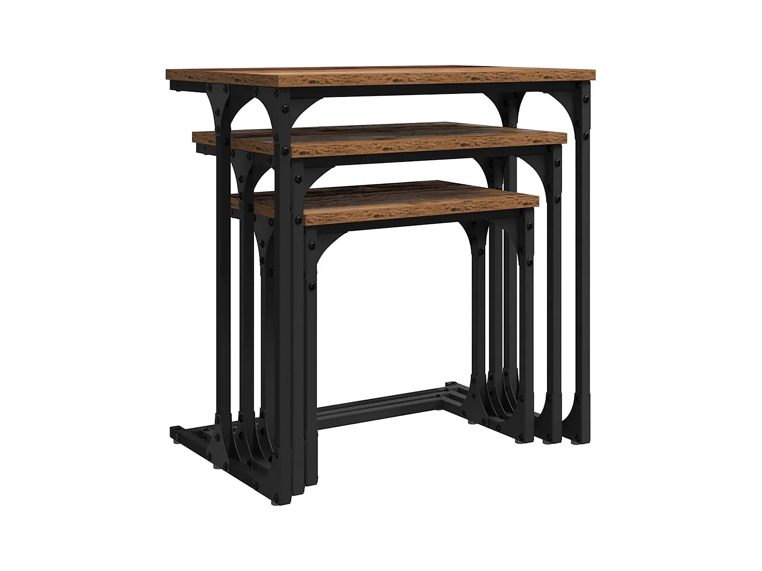 Table basse gigogne 3 pièces Bois ancien 50.5 x 35 x 53 cm