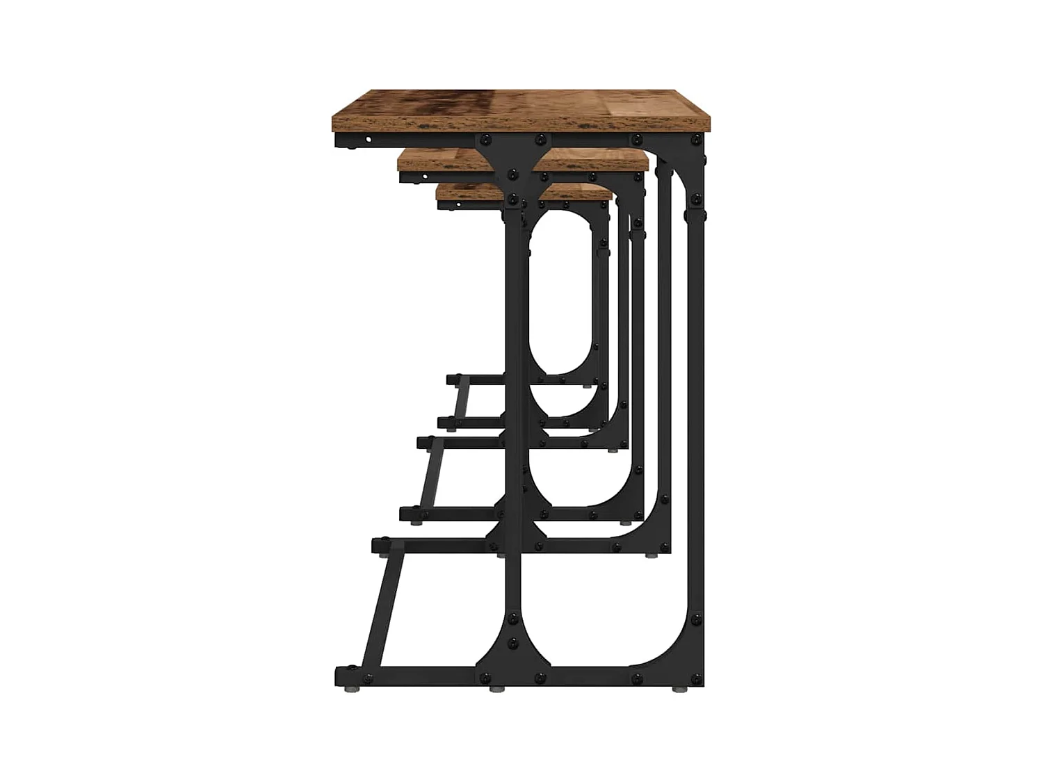 Table basse gigogne 3 pièces Bois ancien 50.5 x 35 x 53 cm