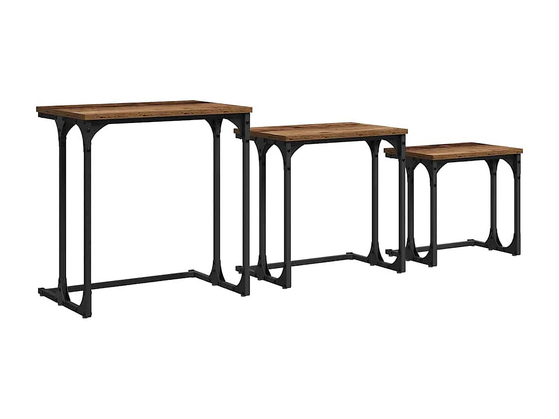 Mesa de Café Nido 3 piezas Madera vieja 50.5 x 35 x 53 cm