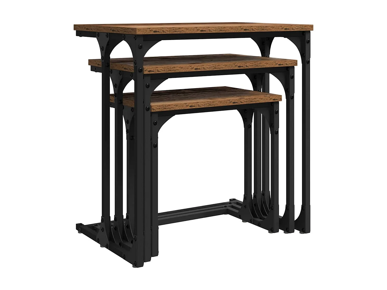 Mesa de Café Nido 3 piezas Madera vieja 50.5 x 35 x 53 cm