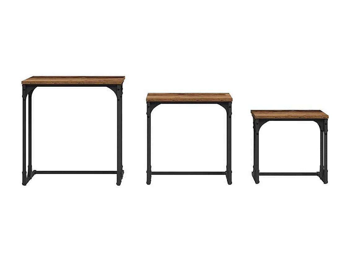 Mesa de Café Nido 3 piezas Madera vieja 50.5 x 35 x 53 cm