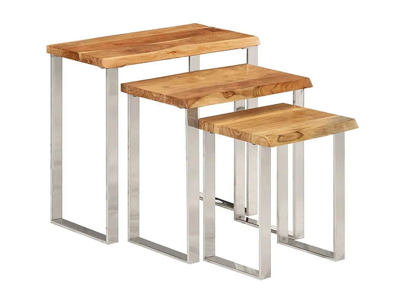 Tables gigognes 3 pièces avec bord vivant bois massif d'acacia