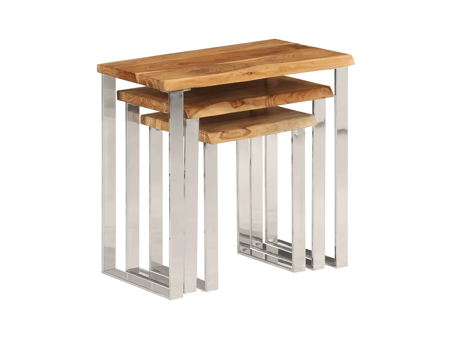 Tables gigognes 3 pièces avec bord vivant bois massif d'acacia