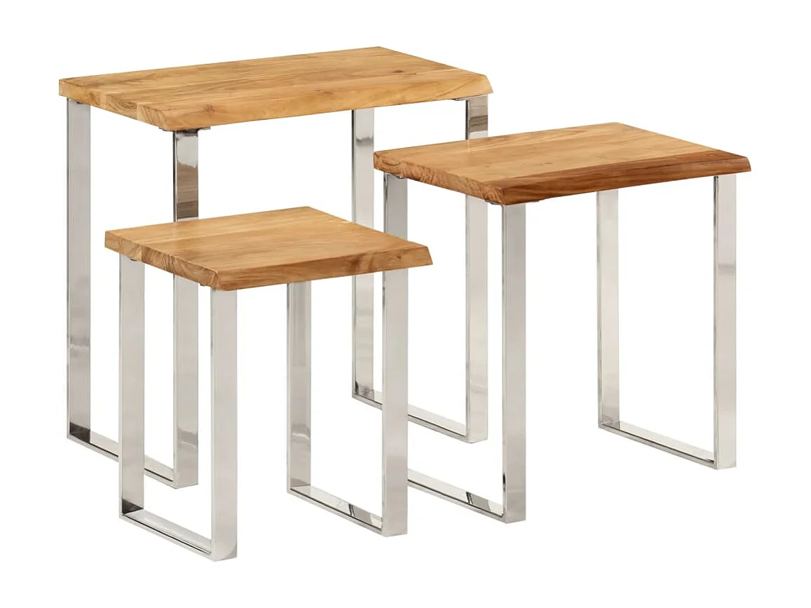 Tables gigognes 3 pièces avec bord vivant bois massif d'acacia