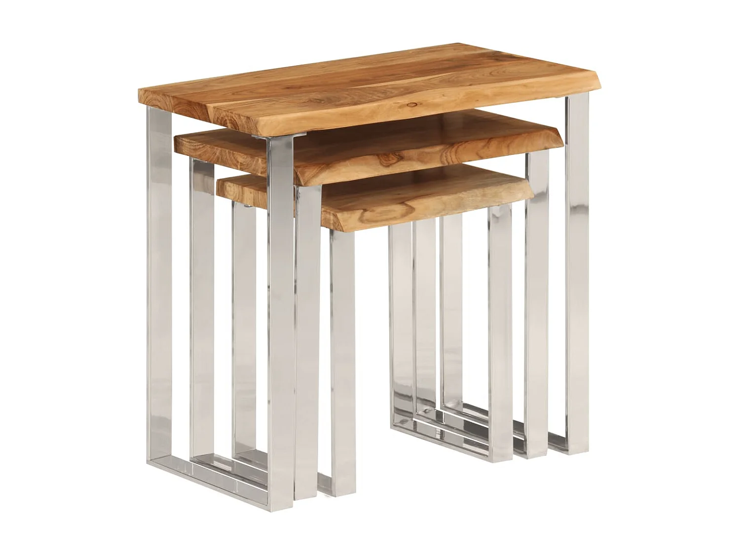 Tables gigognes 3 pièces avec bord vivant bois massif d'acacia