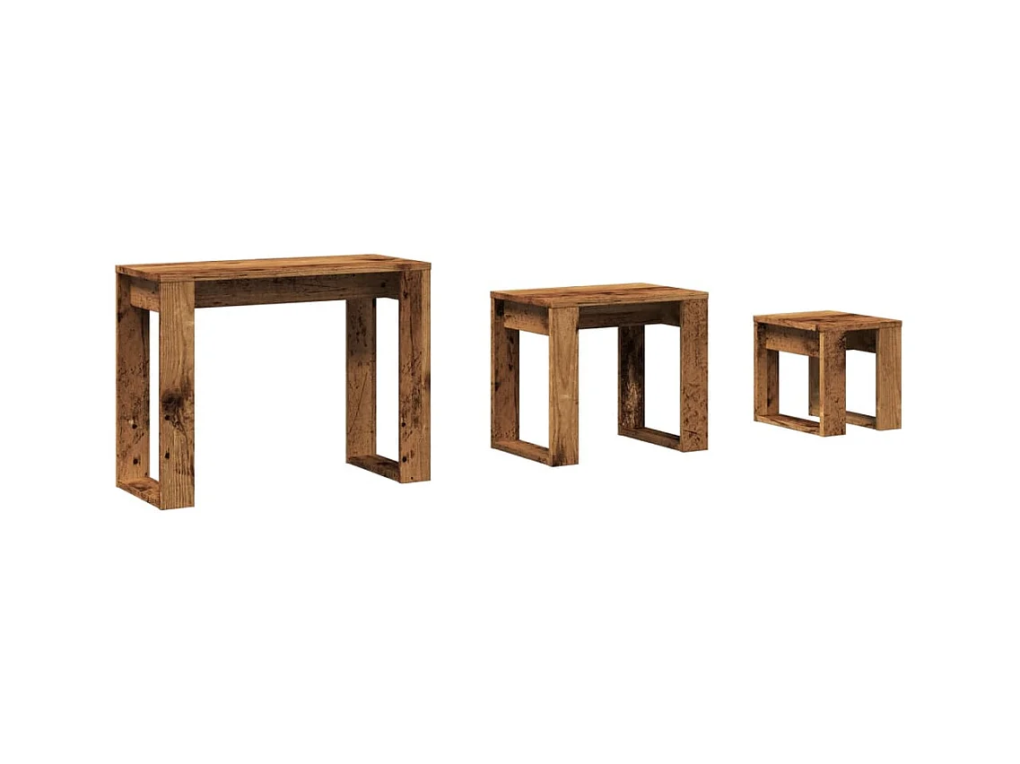 Tables gigognes 3 pièces vieux bois bois d'ingénierie