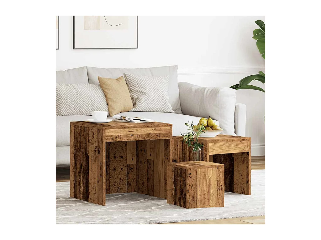 Tables gigognes 3 pièces vieux bois bois d'ingénierie