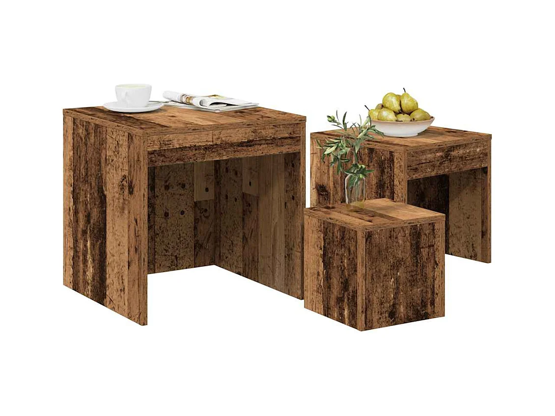 Tables gigognes 3 pièces vieux bois bois d'ingénierie