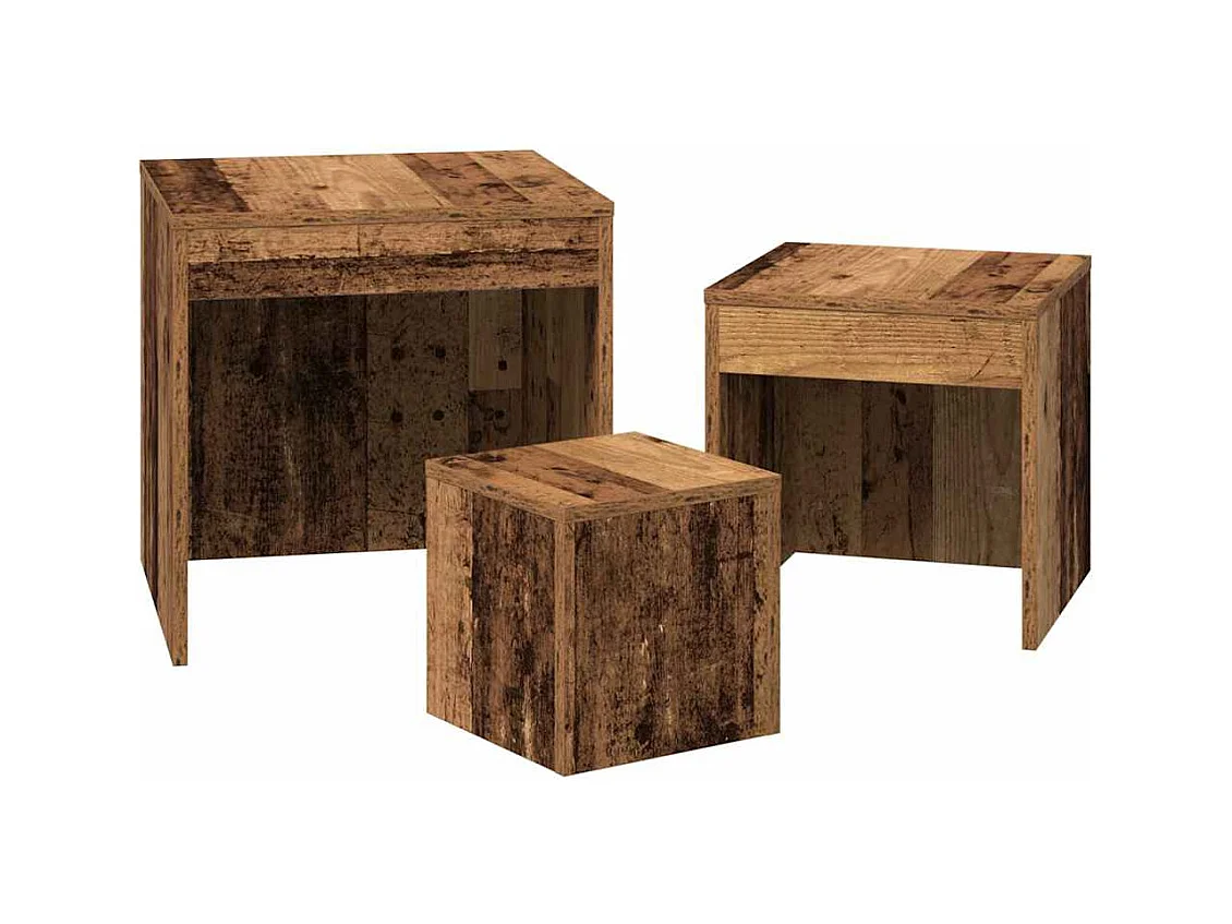 Tables gigognes 3 pièces vieux bois bois d'ingénierie