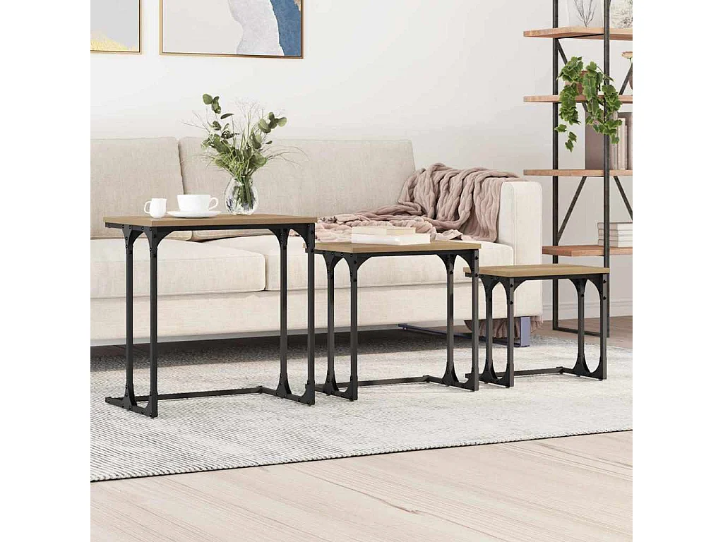 Nest Koffietafel 3 pcs artisanaal eikenkleurig