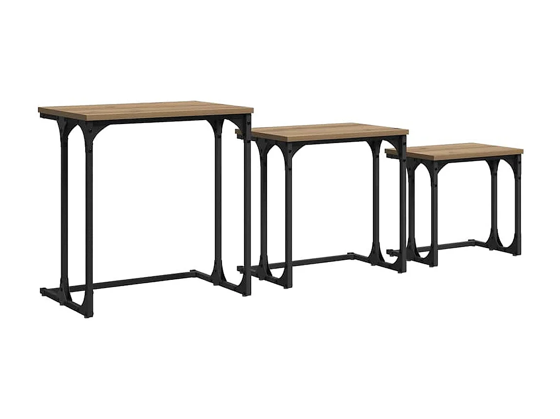 Nest Koffietafel 3 pcs artisanaal eikenkleurig