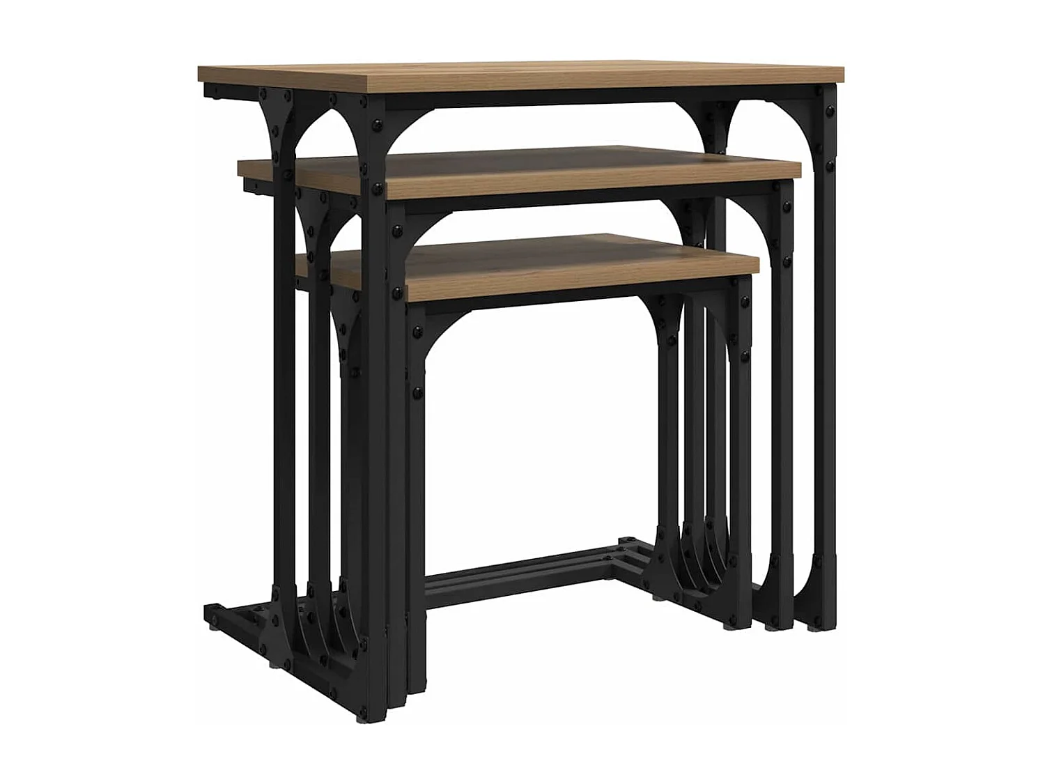 Nest Koffietafel 3 pcs artisanaal eikenkleurig