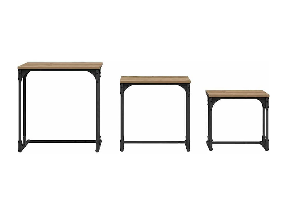 Nest Koffietafel 3 pcs artisanaal eikenkleurig