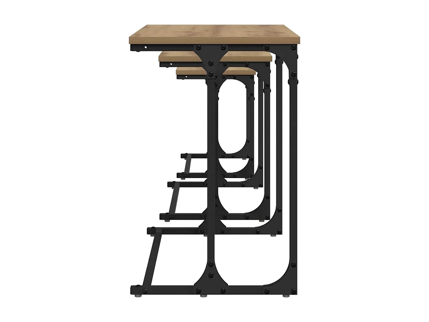 Nest Koffietafel 3 pcs artisanaal eikenkleurig