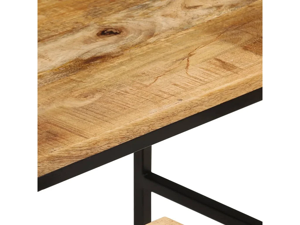 Tables basses gigognes 3 pièces bois de manguier massif brut et fer