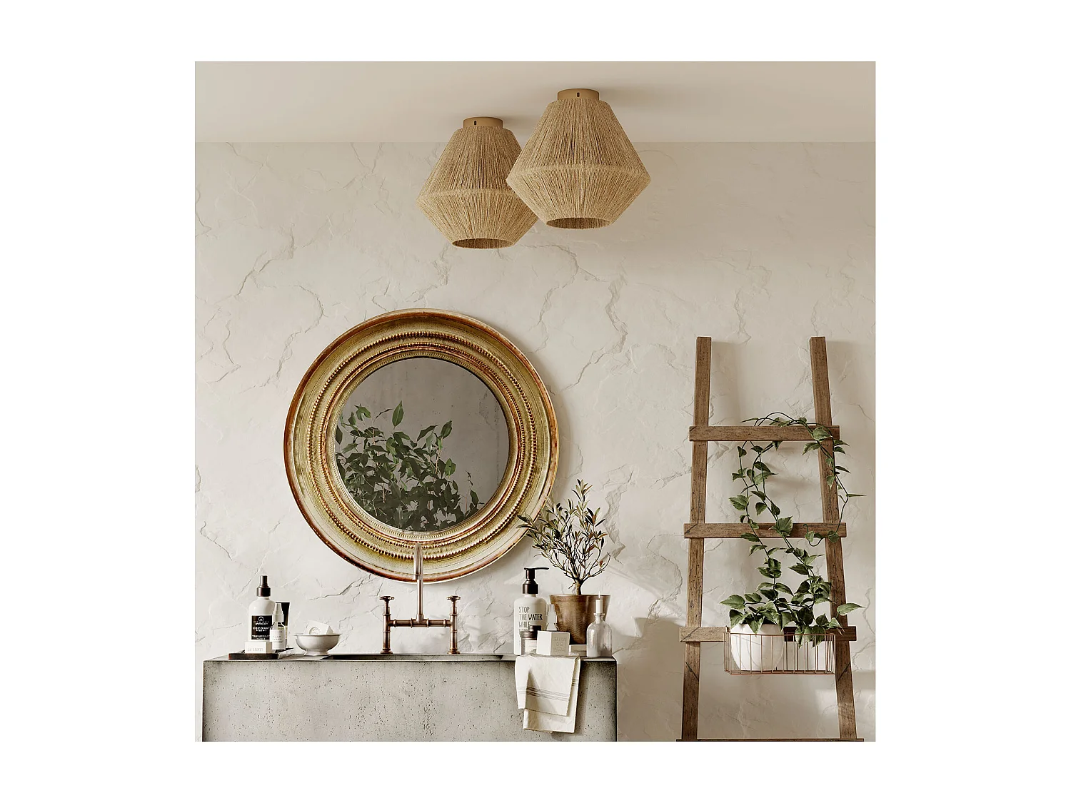 Lampe de plafond - Plafonnier Boho Bali - Naribu Or vieilli