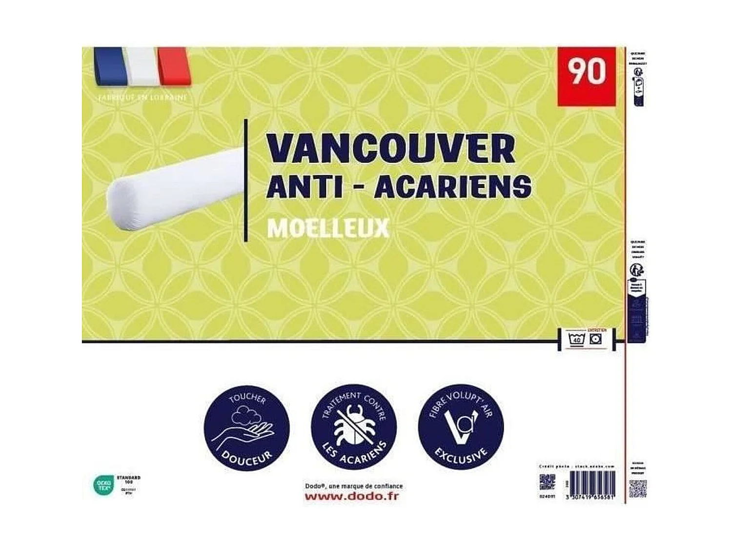 Nackenrolle VANCOUVER 90 cm – milbenhemmend – 100 % Polyester