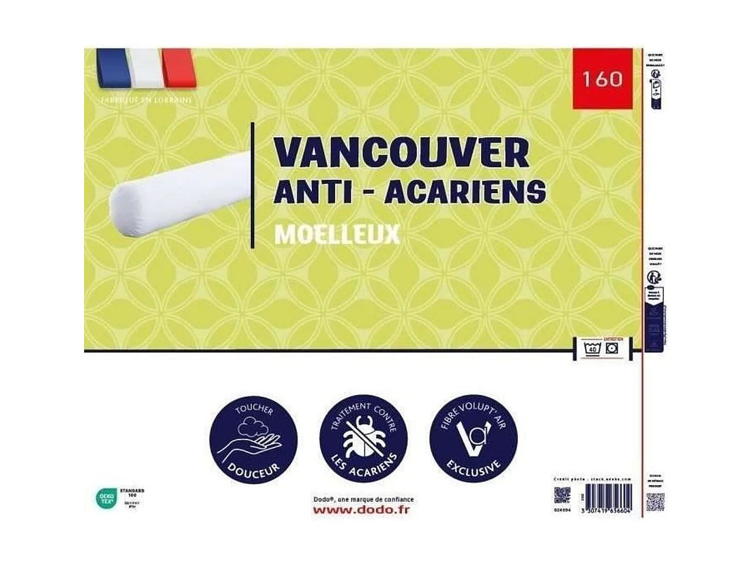 Nackenrolle VANCOUVER 160 cm – milbenhemmend – 100 % Polyester