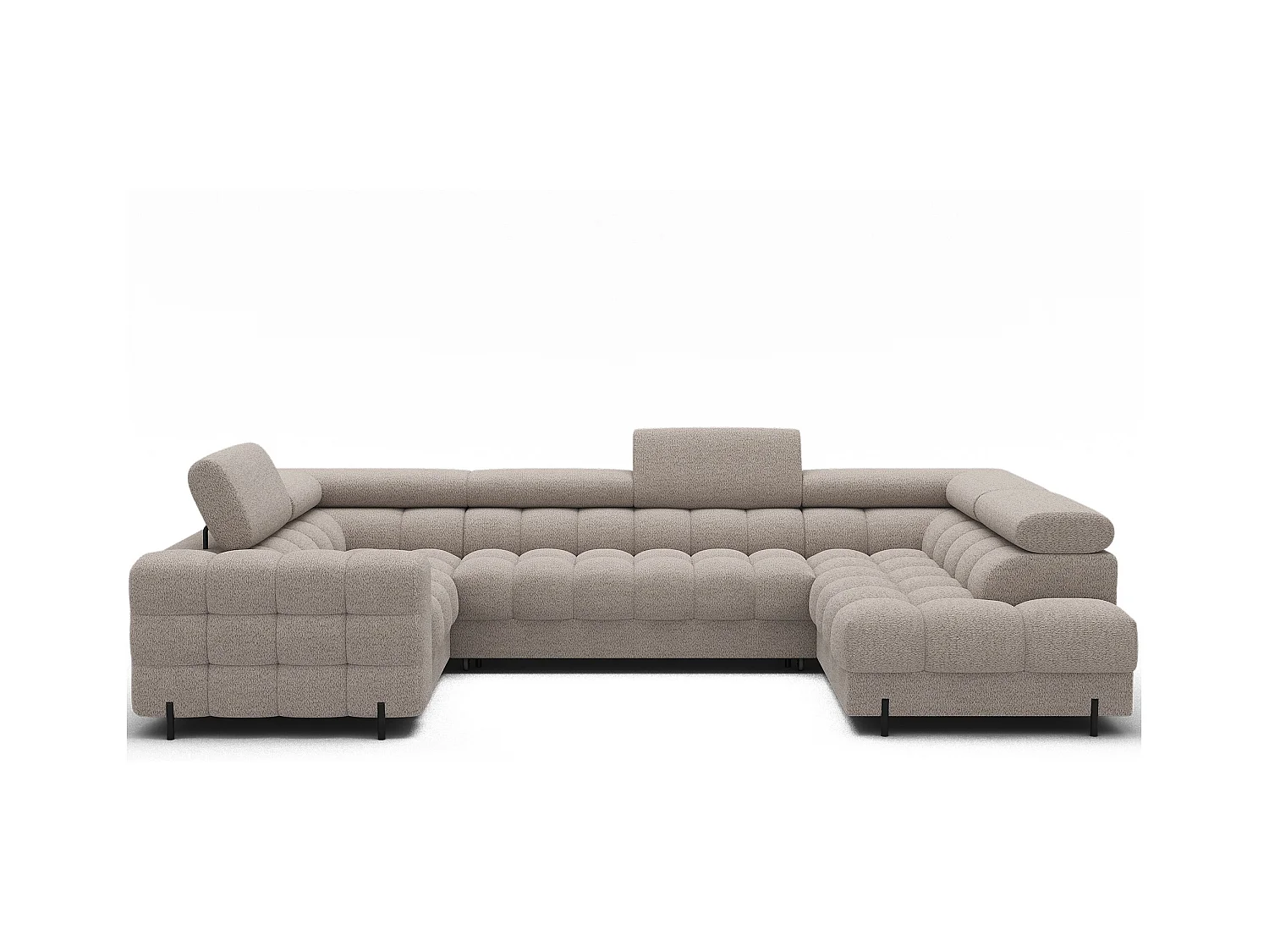 Grand canapé en U en tissu KARBON – Avec fonction lit et coffre-Beige-Méridienne A droite