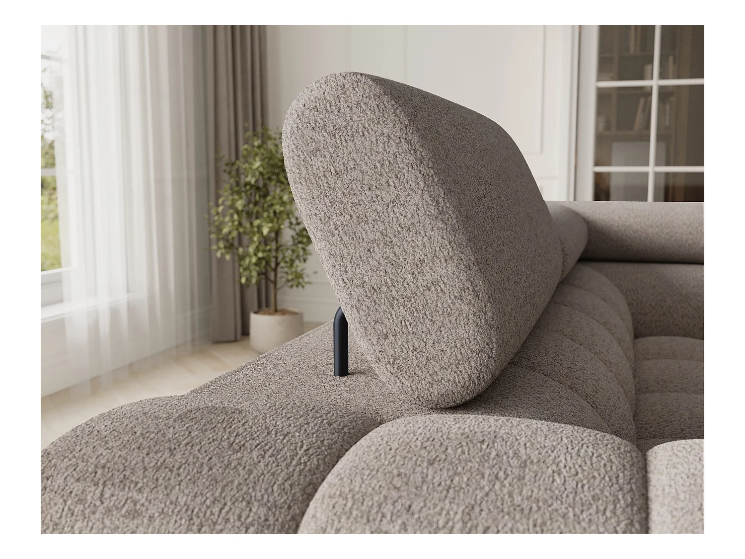 Grand canapé en U en tissu KARBON – Avec fonction lit et coffre-Beige-Méridienne A droite