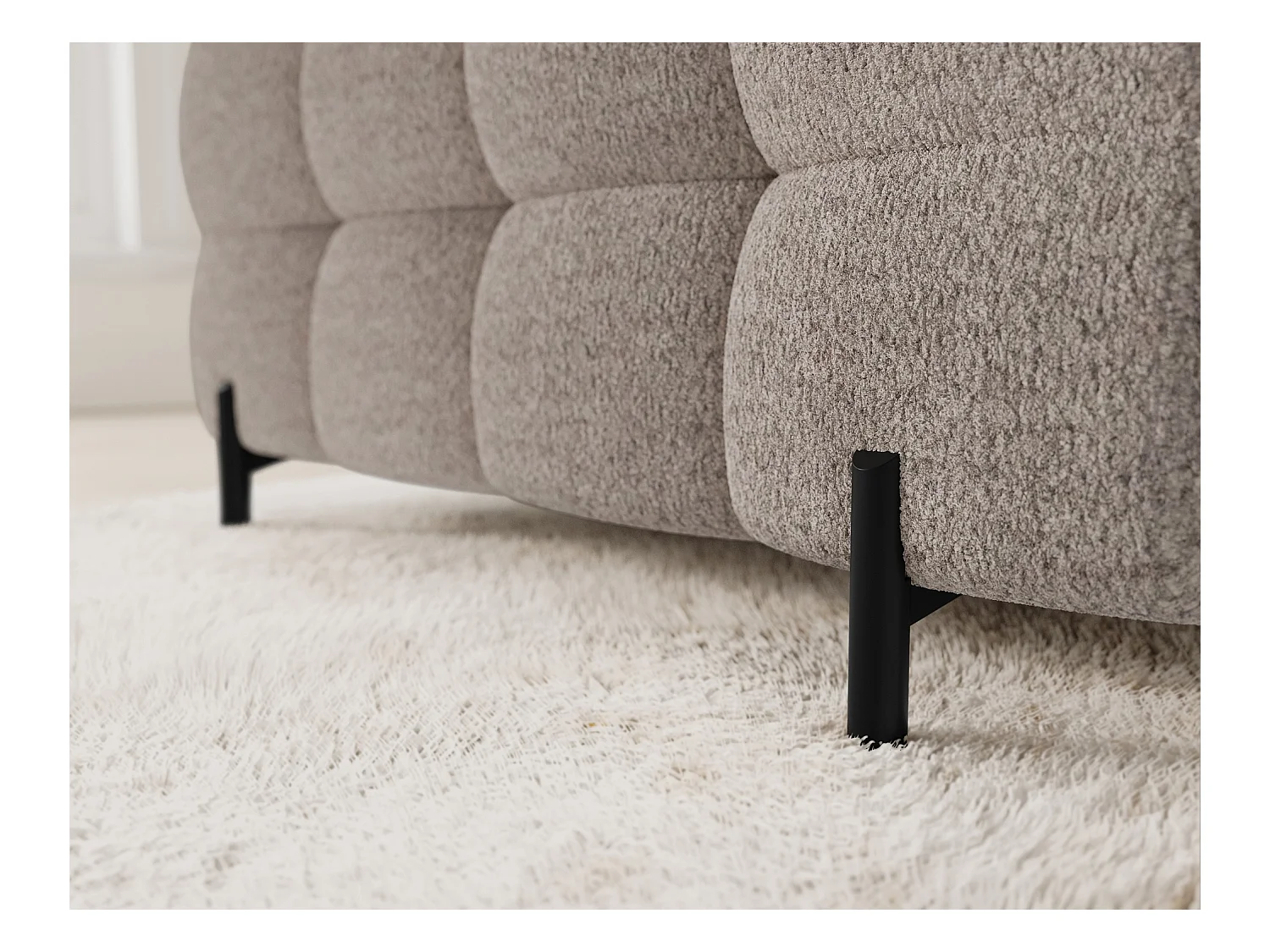 Grand canapé en U en tissu KARBON – Avec fonction lit et coffre-Beige-Méridienne A droite