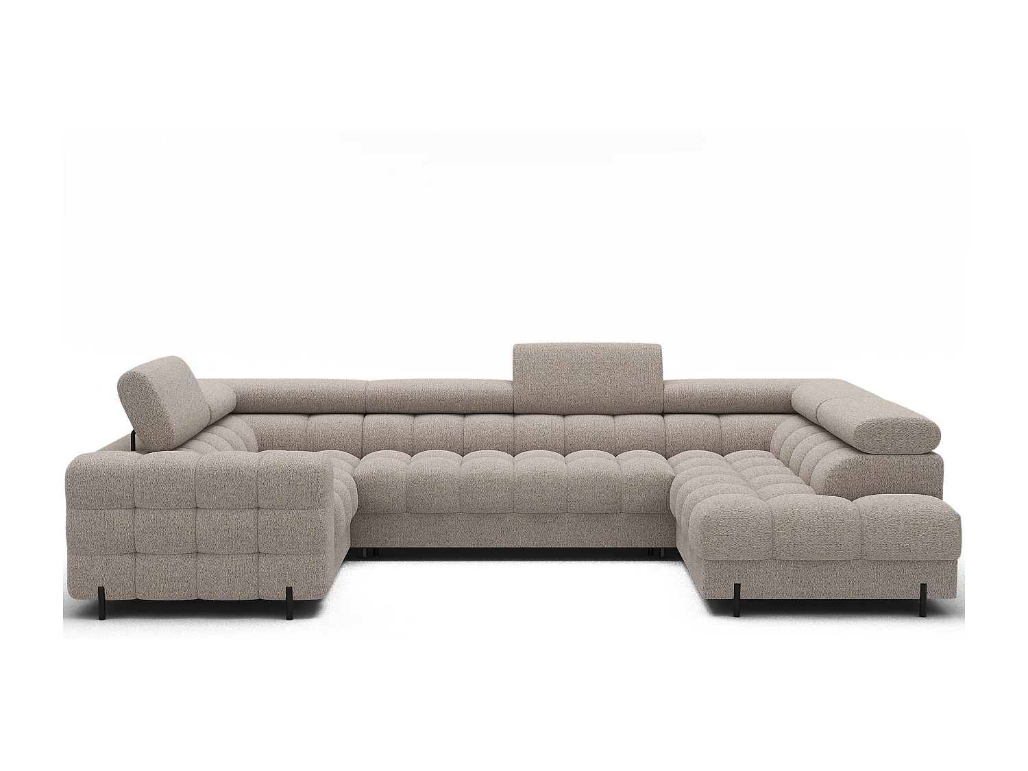 Grand canapé en U en tissu KARBON – Avec fonction lit et coffre-Beige-Méridienne A droite