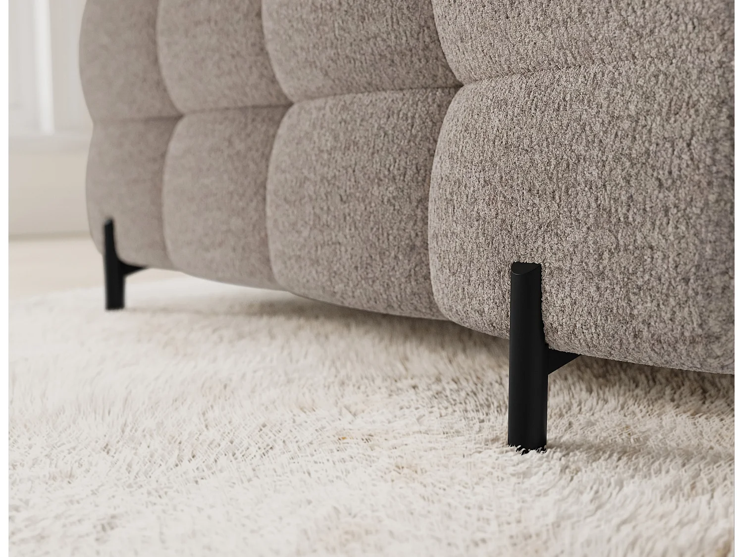 Grand canapé en U en tissu KARBON – Avec fonction lit et coffre-Beige-Méridienne A droite