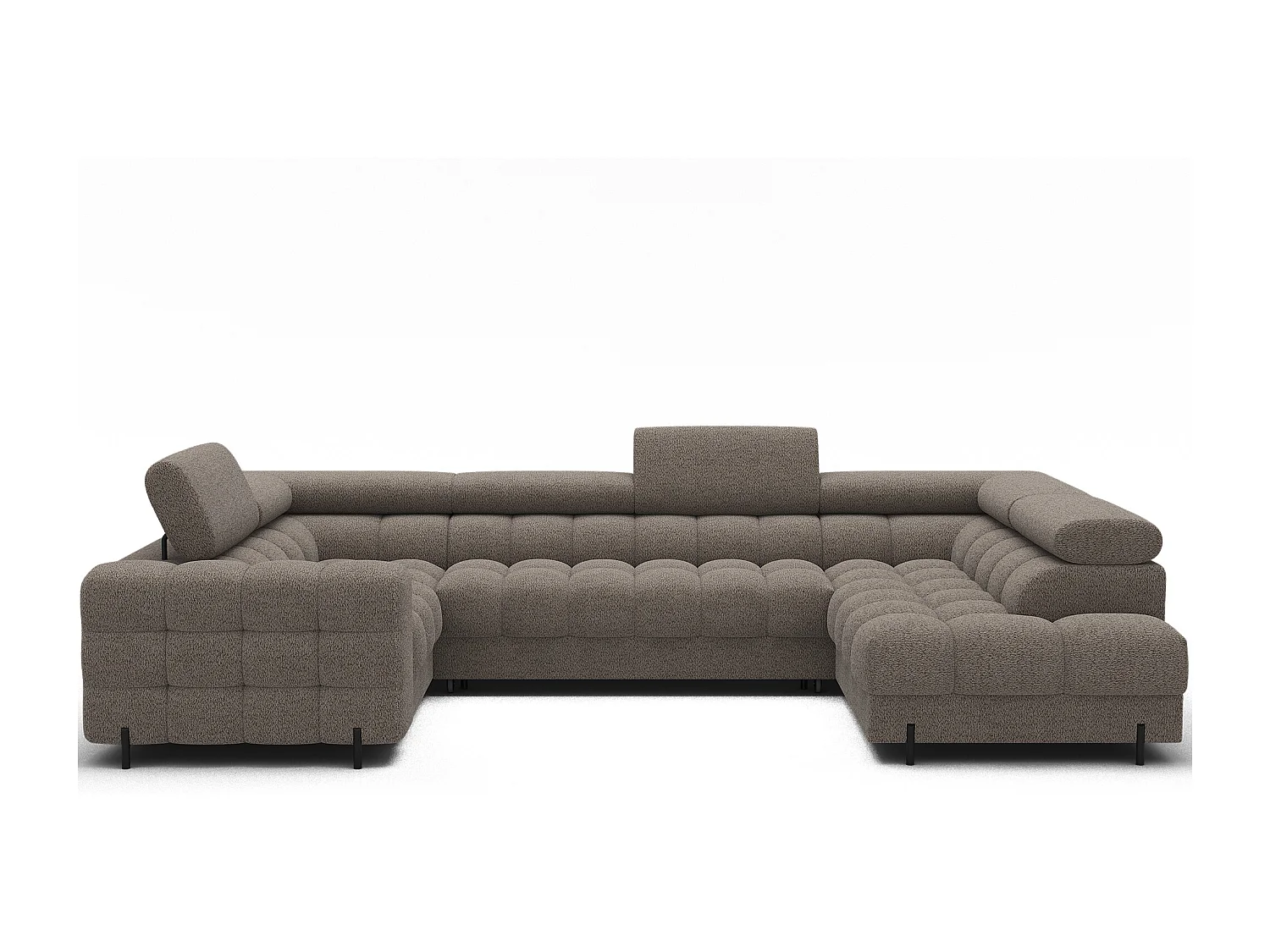 Grand canapé en U en tissu KARBON – Avec fonction lit et coffre-Marron-Méridienne A droite