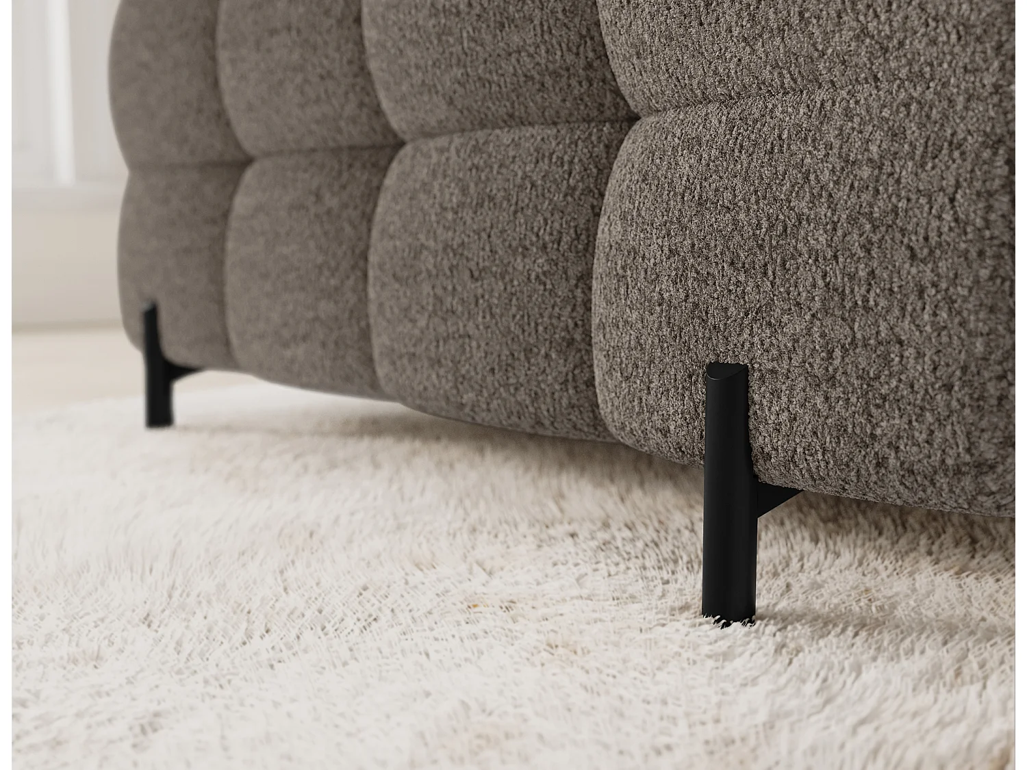 Grand canapé en U en tissu KARBON – Avec fonction lit et coffre-Marron-Méridienne A droite