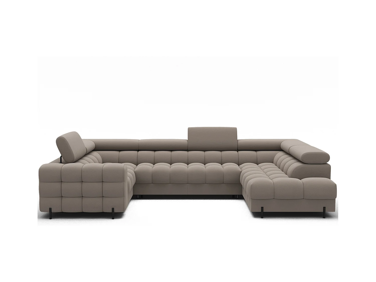 Grand canapé en U en tissu KARBON – Avec fonction lit et coffre-Taupe-Méridienne A droite